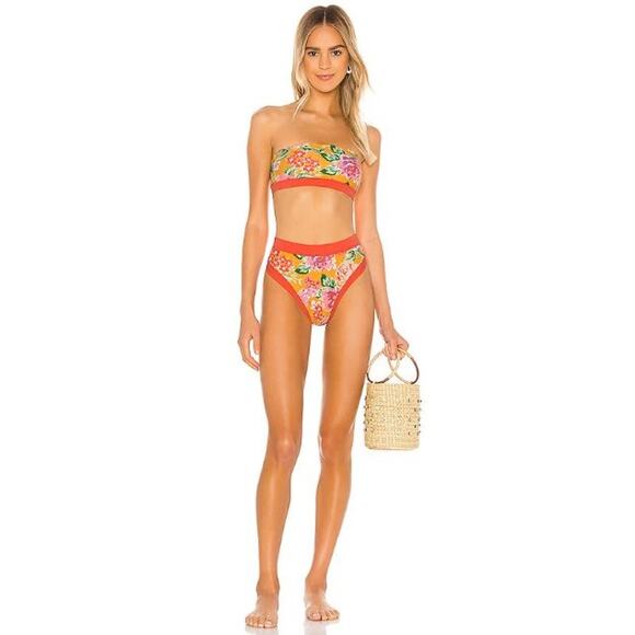 NEW Lovers and Friends Little Me Bikini Swim Set Tangerine Floral Size Small - Picture 2 of 7